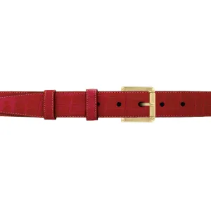1" Cherry Seasonal Belt with Austin Casual Buckle in Brass