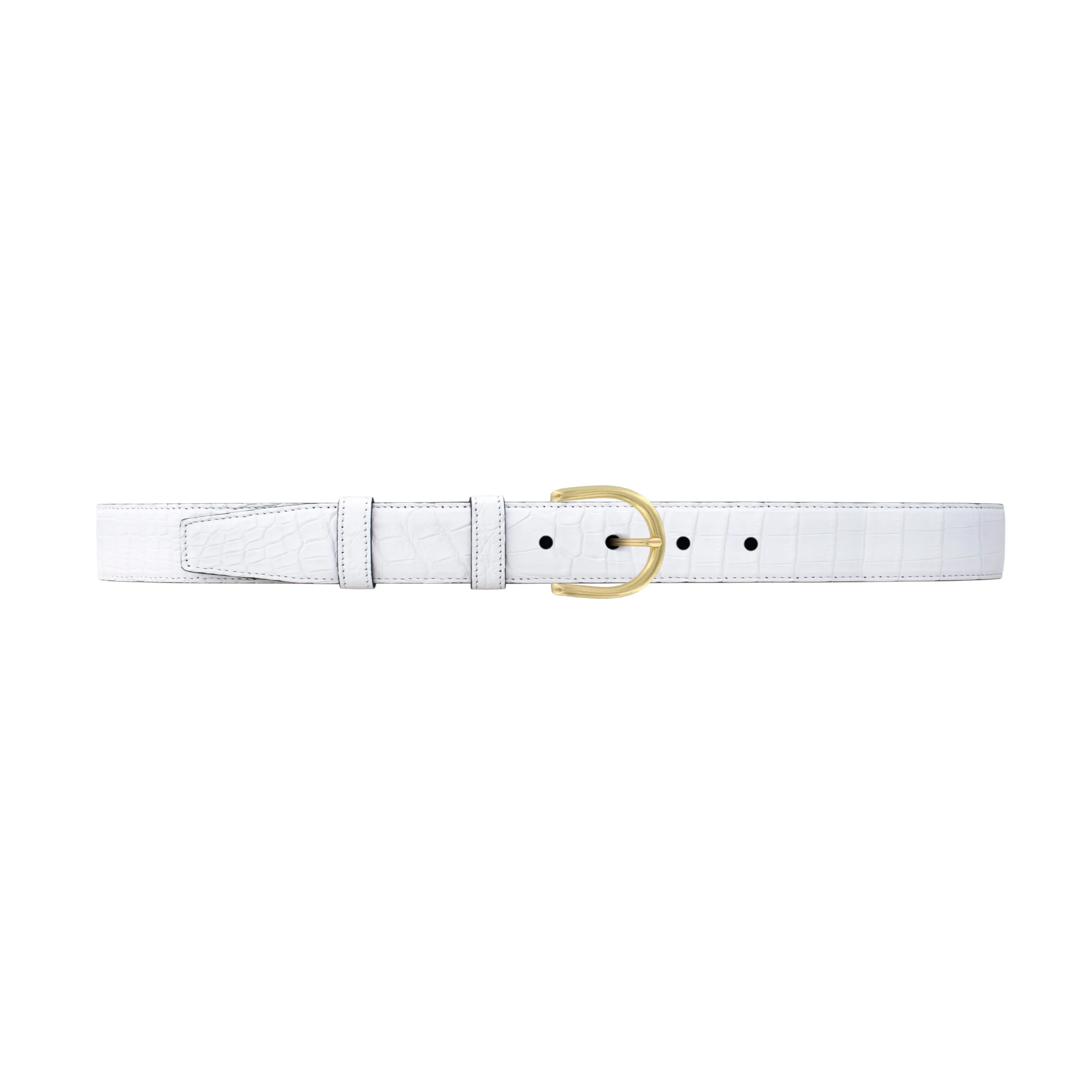 1" White Classic Belt with Denver Casual Buckle in Brass