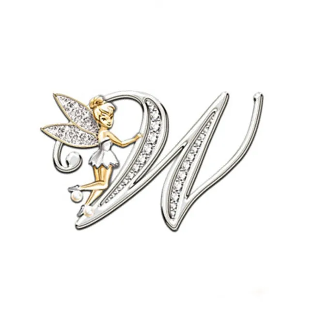 2021 Fashion Metal Crystal English Letter Word Brooch Elf Angel Lapel Pina Suit Shirt Collar Pins Brooches for Women