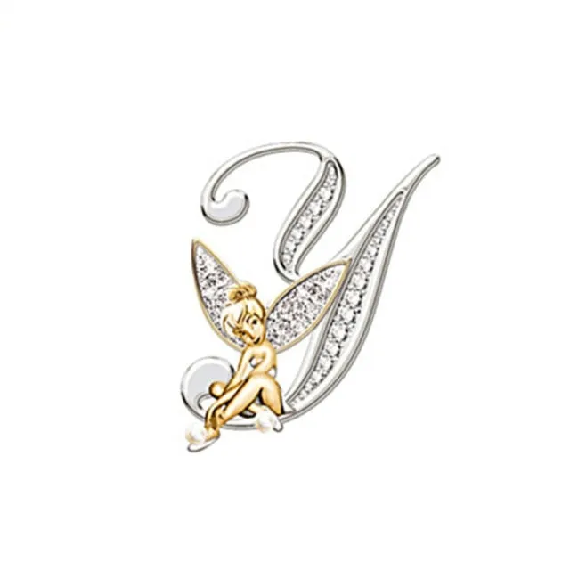 2021 Fashion Metal Crystal English Letter Word Brooch Elf Angel Lapel Pina Suit Shirt Collar Pins Brooches for Women