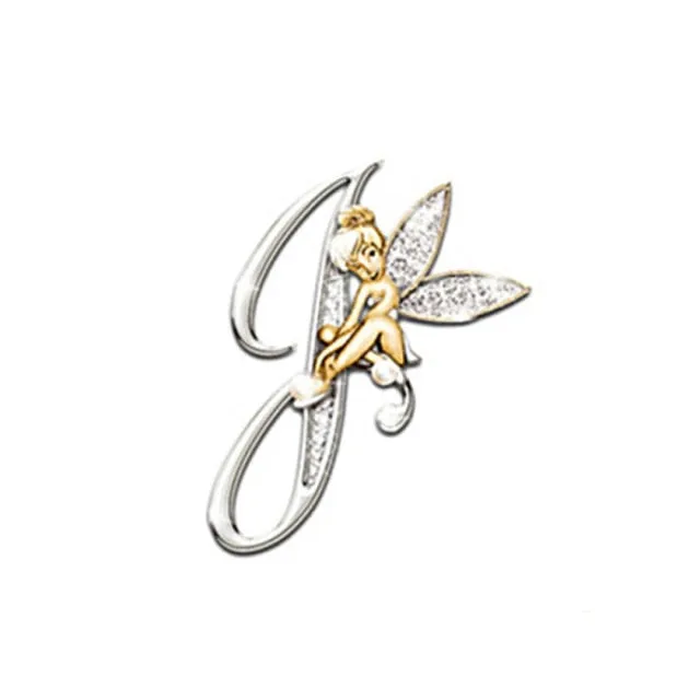 2021 Fashion Metal Crystal English Letter Word Brooch Elf Angel Lapel Pina Suit Shirt Collar Pins Brooches for Women