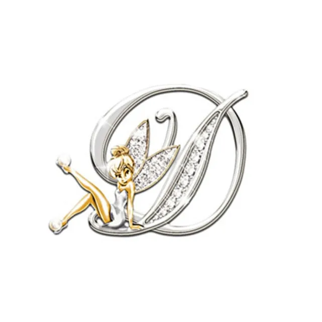 2021 Fashion Metal Crystal English Letter Word Brooch Elf Angel Lapel Pina Suit Shirt Collar Pins Brooches for Women