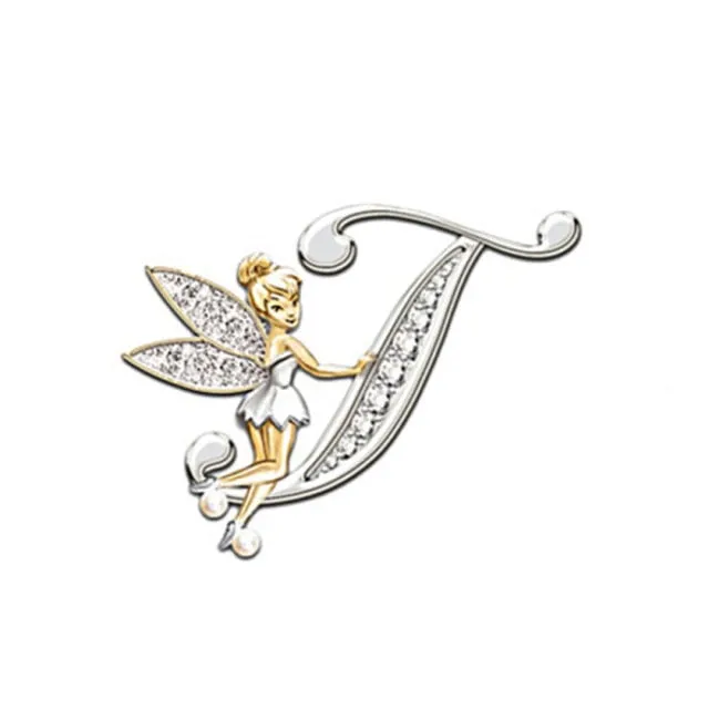 2021 Fashion Metal Crystal English Letter Word Brooch Elf Angel Lapel Pina Suit Shirt Collar Pins Brooches for Women