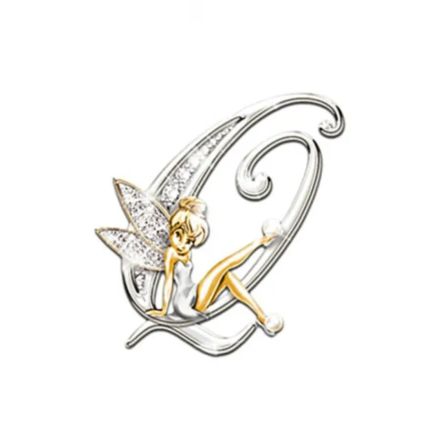 2021 Fashion Metal Crystal English Letter Word Brooch Elf Angel Lapel Pina Suit Shirt Collar Pins Brooches for Women