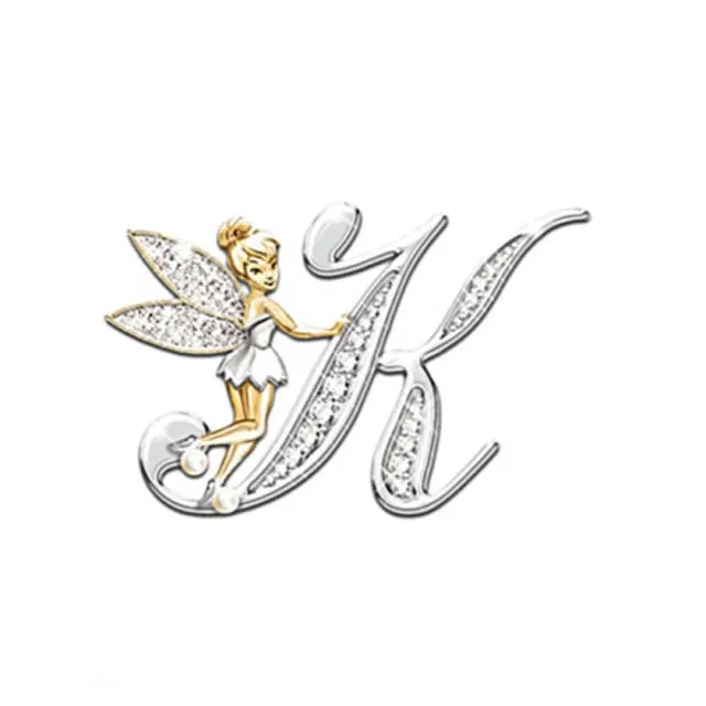 2021 Fashion Metal Crystal English Letter Word Brooch Elf Angel Lapel Pina Suit Shirt Collar Pins Brooches for Women