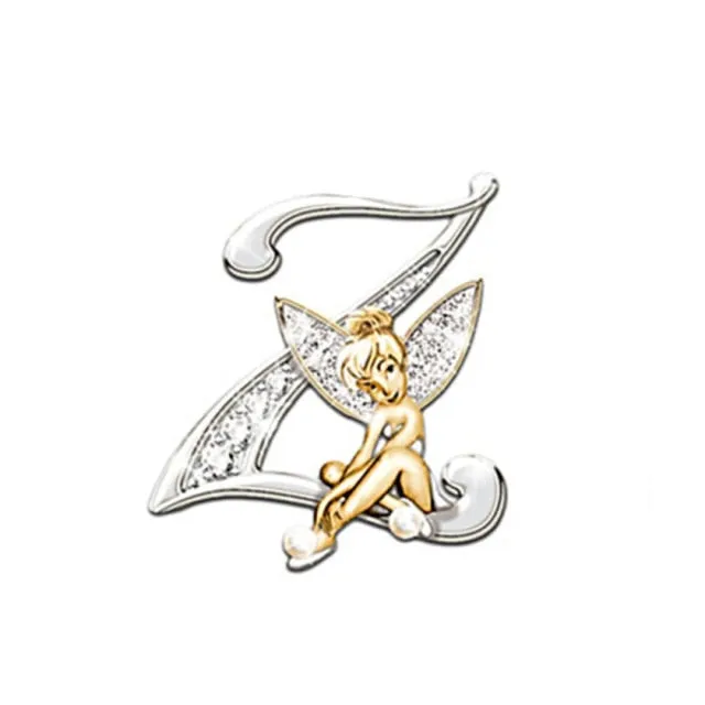 2021 Fashion Metal Crystal English Letter Word Brooch Elf Angel Lapel Pina Suit Shirt Collar Pins Brooches for Women