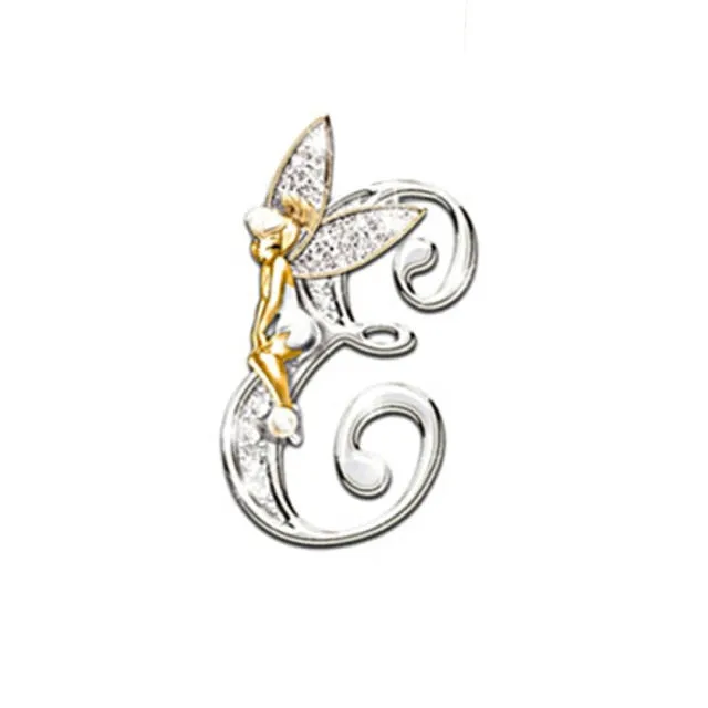 2021 Fashion Metal Crystal English Letter Word Brooch Elf Angel Lapel Pina Suit Shirt Collar Pins Brooches for Women