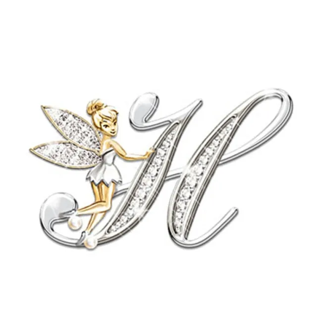 2021 Fashion Metal Crystal English Letter Word Brooch Elf Angel Lapel Pina Suit Shirt Collar Pins Brooches for Women