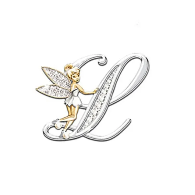 2021 Fashion Metal Crystal English Letter Word Brooch Elf Angel Lapel Pina Suit Shirt Collar Pins Brooches for Women