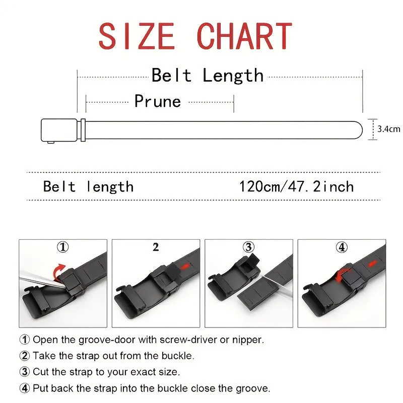 2pcs Automatic Buckle Nylon Belt Iron Buckle Sports Style Men's Pants