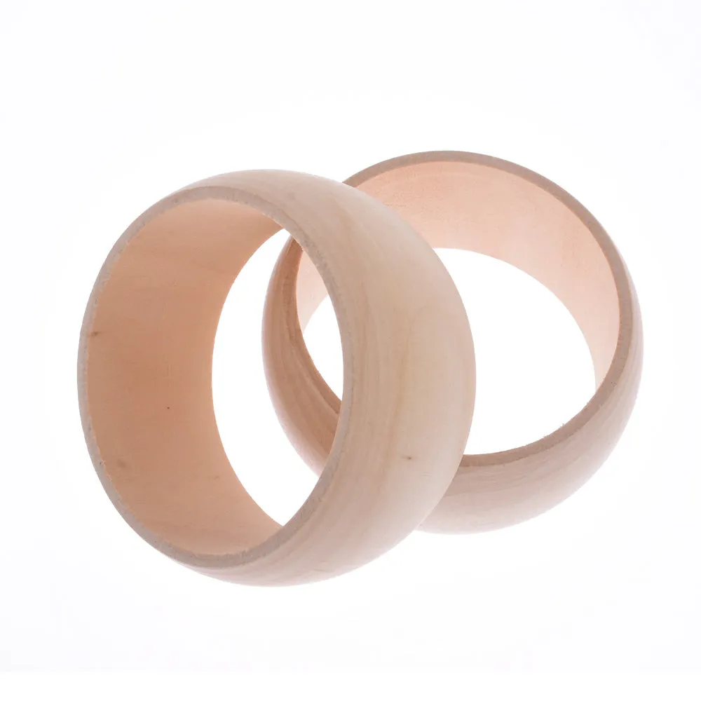 67mm unfinished round natural bangle raw wood bangle Gift for Her Jewelry Supply  ready to be painted 2pcs