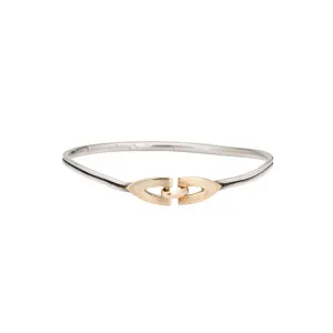 70s Vintage Cartier Bangle Bracelet Sterling Silver 18k Yellow Gold France