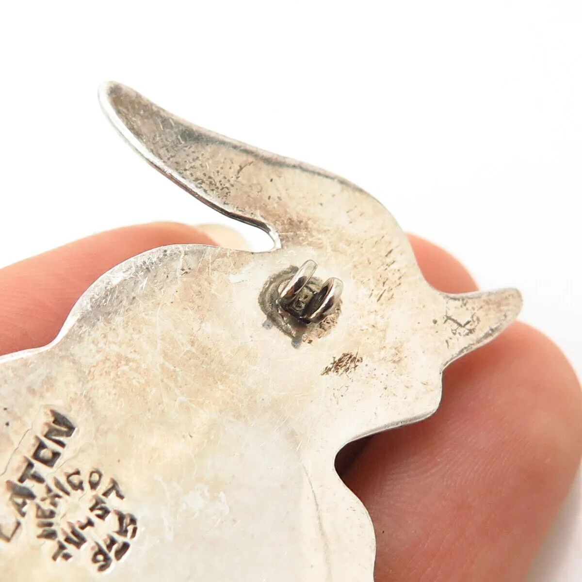 925 Sterling Silver 2-Tone Vintage Mexico Elephant Design Pin Brooch