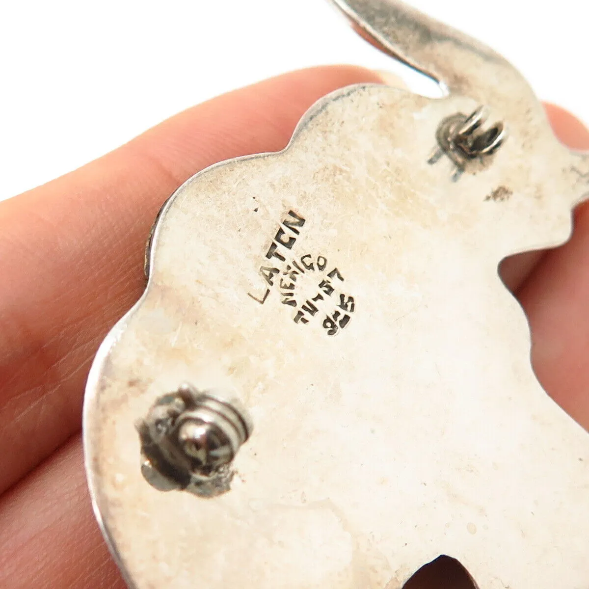 925 Sterling Silver 2-Tone Vintage Mexico Elephant Design Pin Brooch