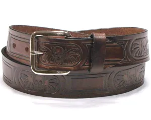 A113  1 1/2" Antique Finish Belt- Bat Skull