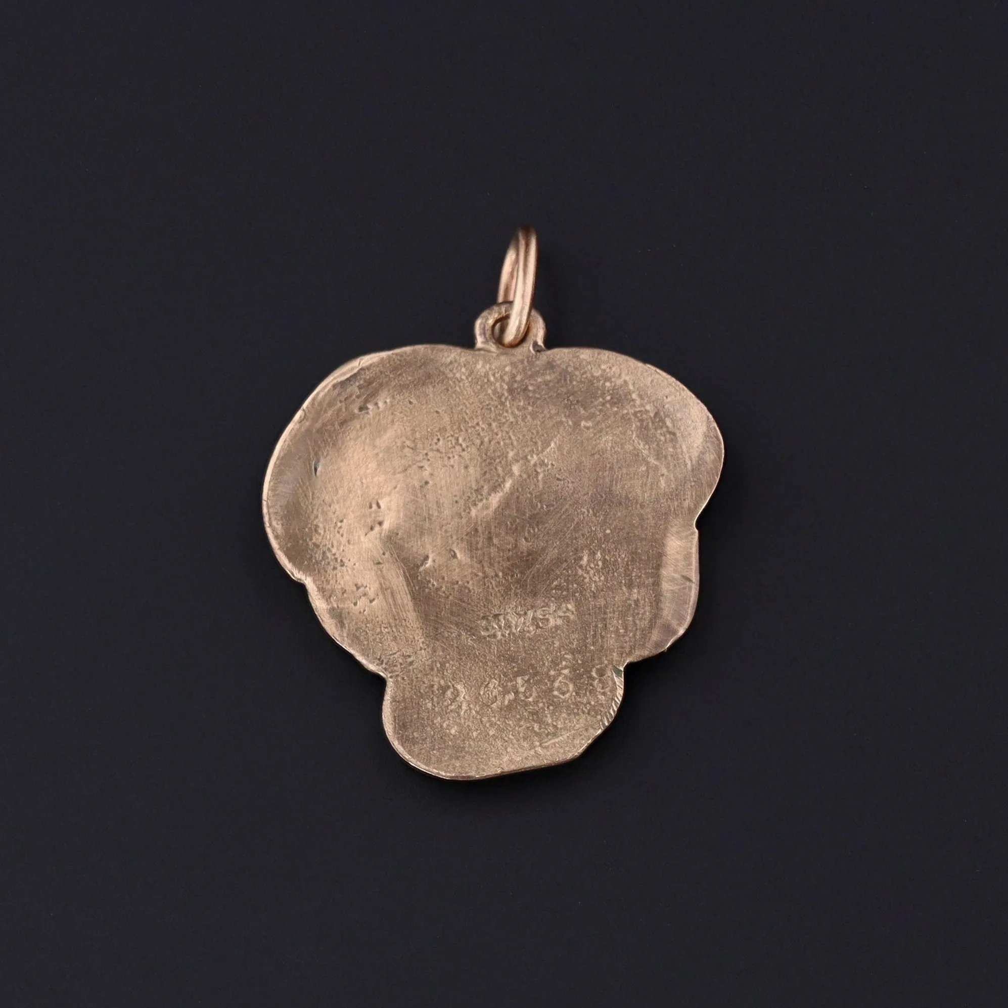 Antique Reproduction Art Nouveau Pansy Lady Charm of 14k Gold