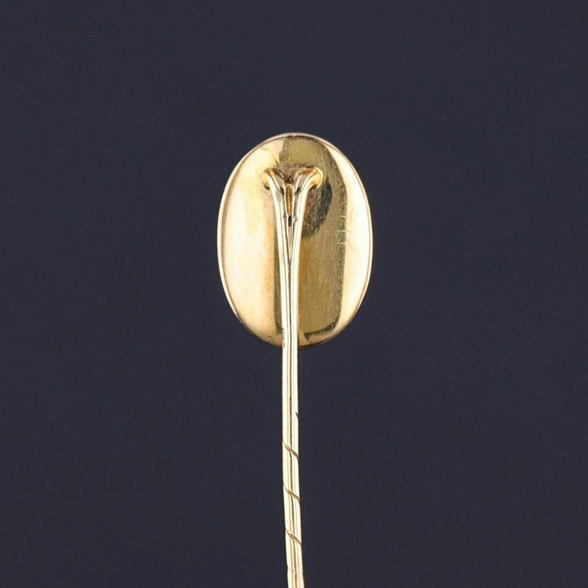 Antique Reverse Painted Crystal Dog Pin of 18k Gold