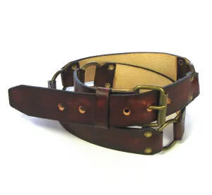 ARB-1AB  1 1/2" Antique Finish 3-Ring Belt- w/ Antique Brass Rings