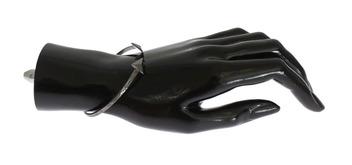 Arrow Black 925 Silver Bangle Bracelet