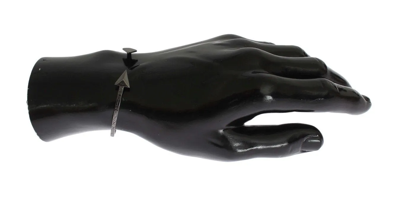 Arrow Black 925 Silver Bangle Bracelet