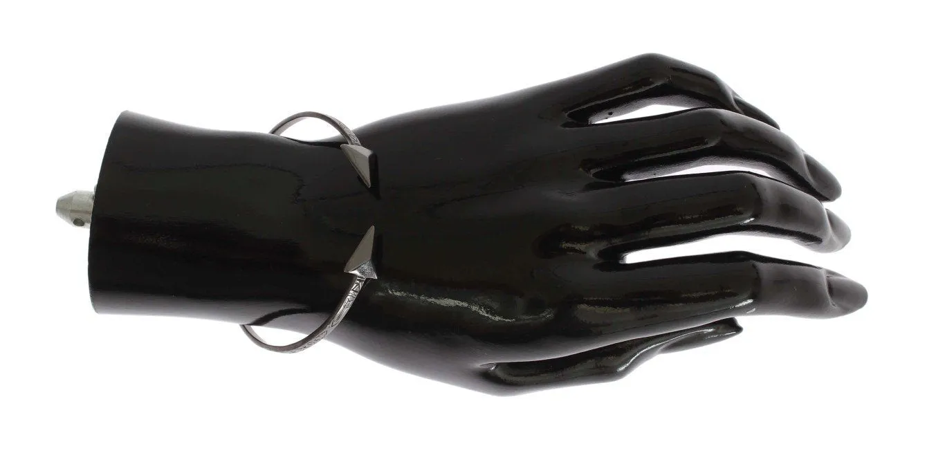 Arrow Black 925 Silver Bangle Bracelet