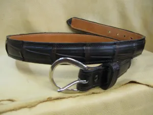 Authentic Alligator Feather-Edged Leather Belt