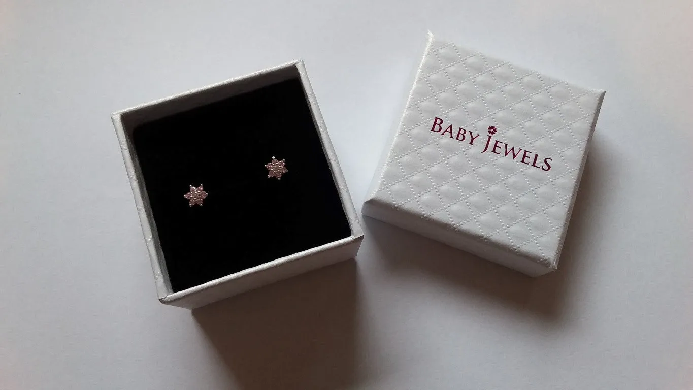 Baby Bangles:  9k Gold Hearts and Flowers, Diamond-Set Expanding ID Bangles with Gift Box  0-2 Years