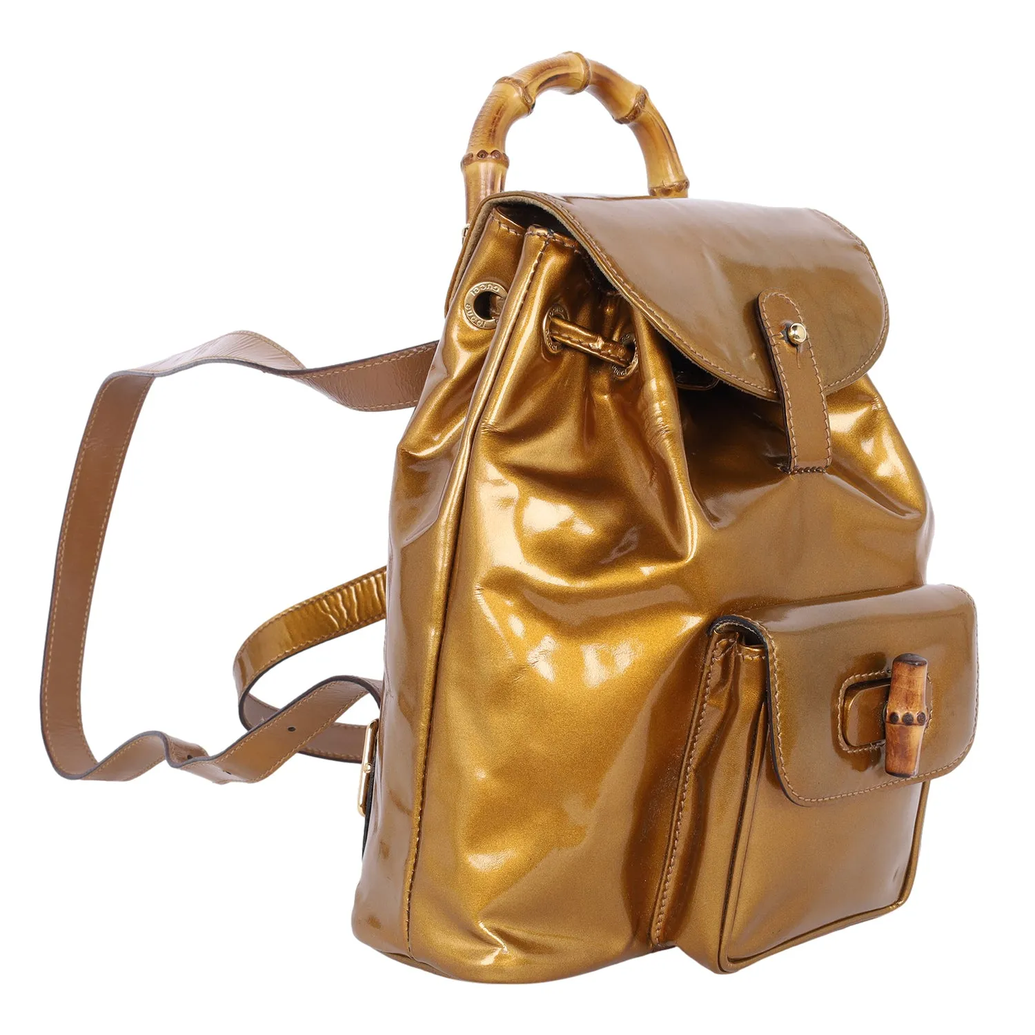 Bamboo Patent Leather Backpack
