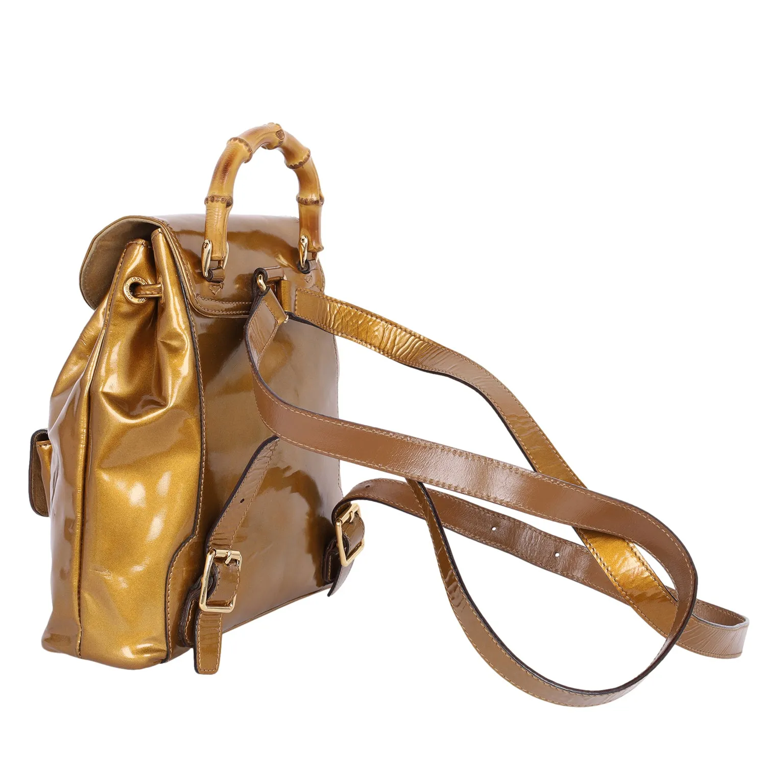 Bamboo Patent Leather Backpack