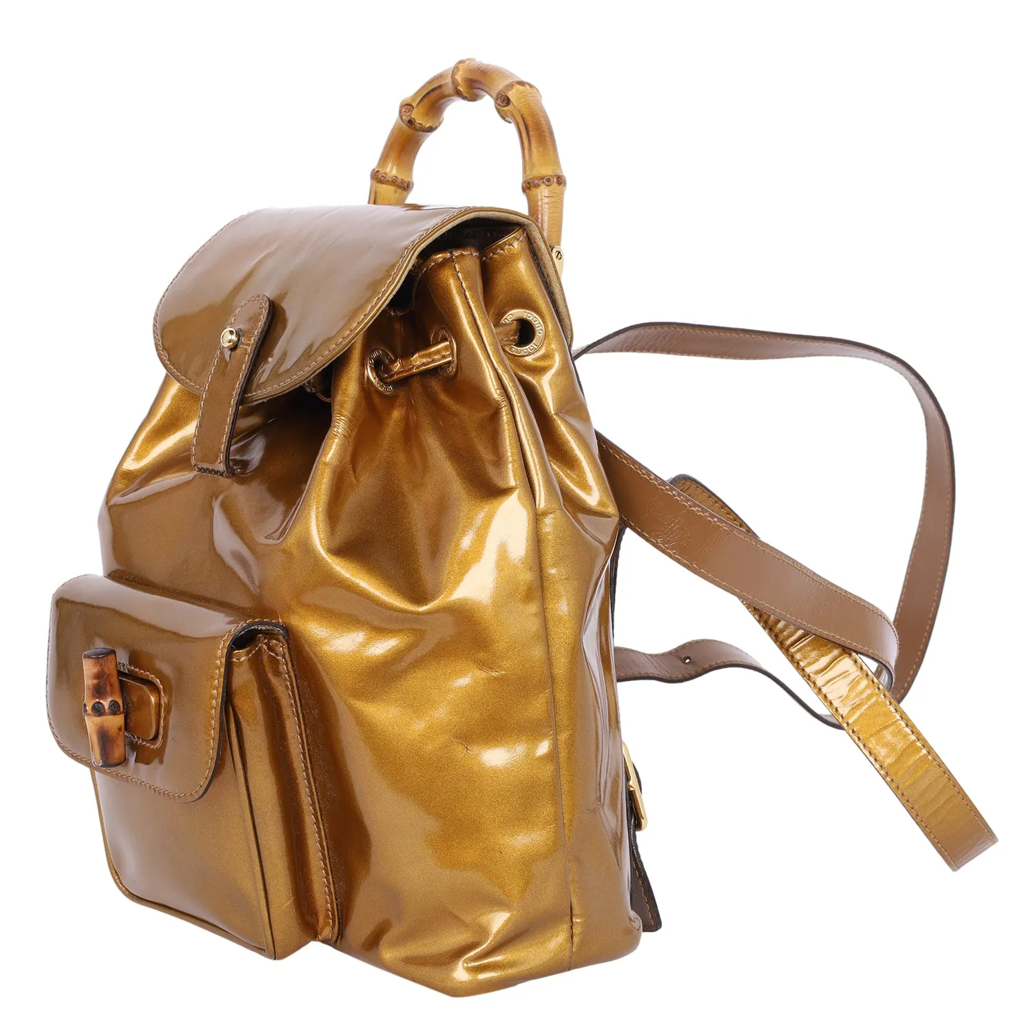 Bamboo Patent Leather Backpack