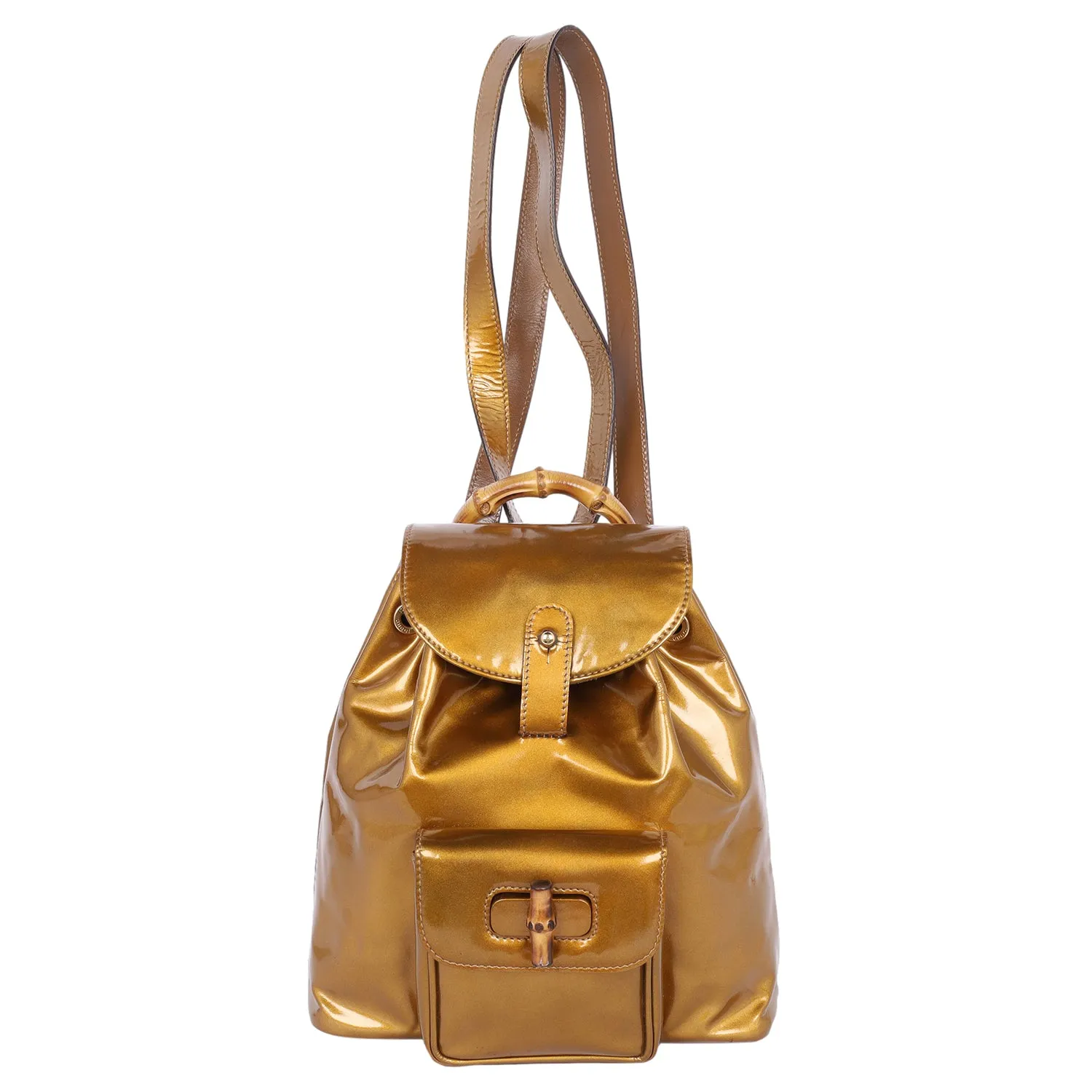 Bamboo Patent Leather Backpack