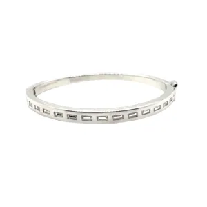 Bangle Baguette Cubic Zirconia Sterling Rhodium Classic Bracelet