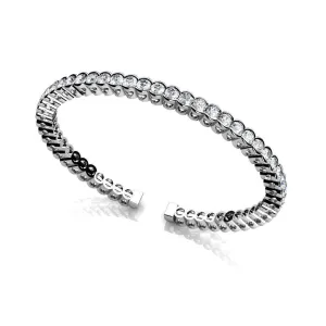 Bangle Ladies Gold Jewelry 11 Ct Half Bezel Setting Round Lab Grown Diamonds
