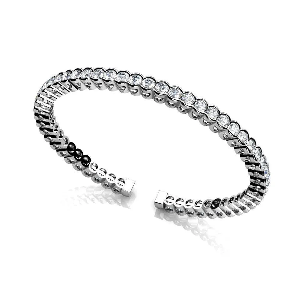 Bangle Ladies Gold Jewelry 11 Ct Half Bezel Setting Round Lab Grown Diamonds