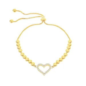 Beaded Heart Bolo Bracelet