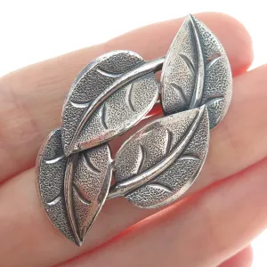 BEAU 925 Sterling Silver Vintage Floral Leaf Oxidized Pin Brooch