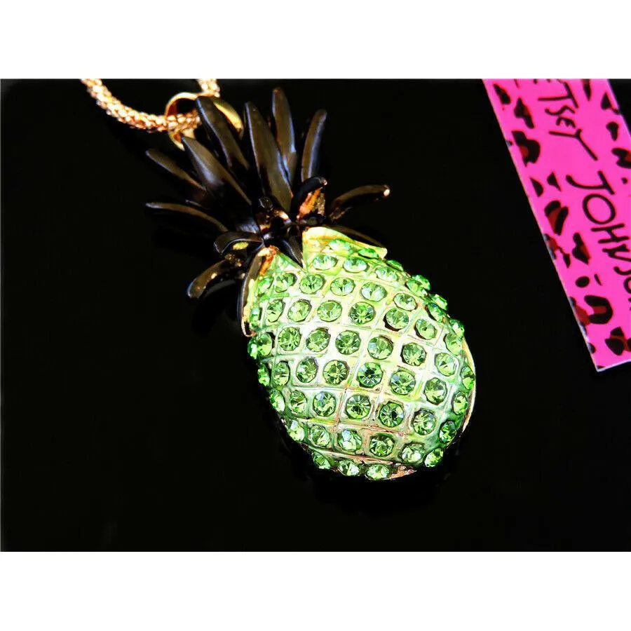 Betsey Johnson Green & Black Pineapple Gold Necklace