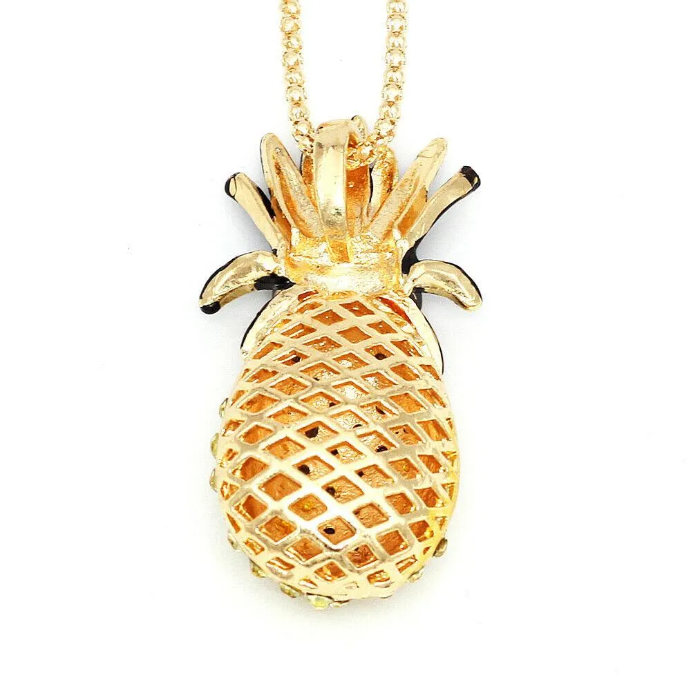 Betsey Johnson Green & Black Pineapple Gold Necklace