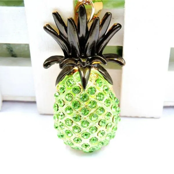 Betsey Johnson Green & Black Pineapple Gold Necklace