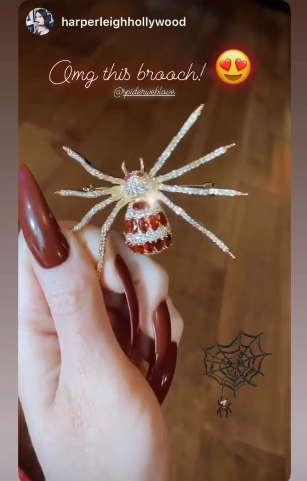 Big Ruby Spider Brooch