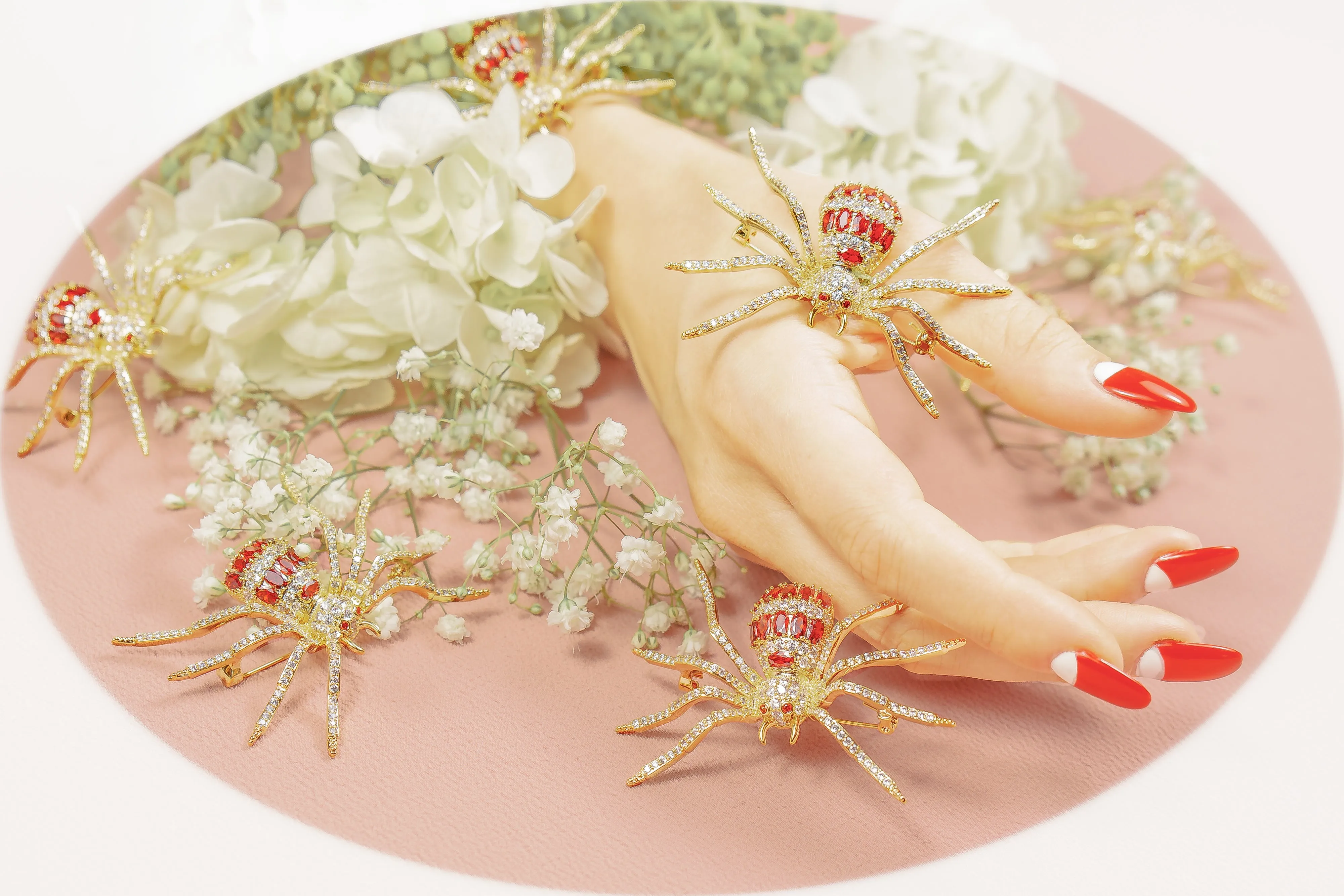 Big Ruby Spider Brooch