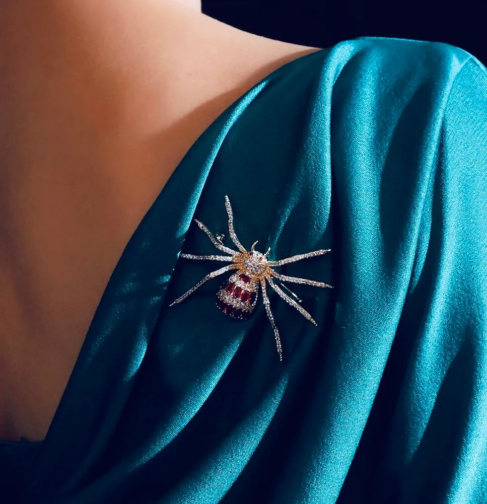 Big Ruby Spider Brooch