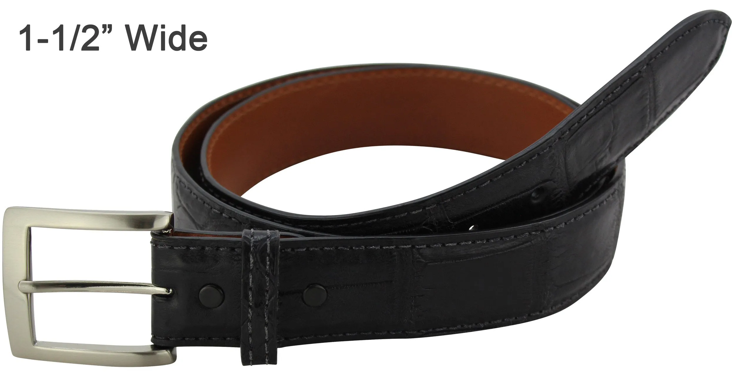 Black American Alligator Full Grain Leather Belt **Made To Order Allow 5 To 6 Weeks To Ship