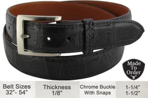 Black American Alligator Full Grain Leather Belt **Made To Order Allow 5 To 6 Weeks To Ship