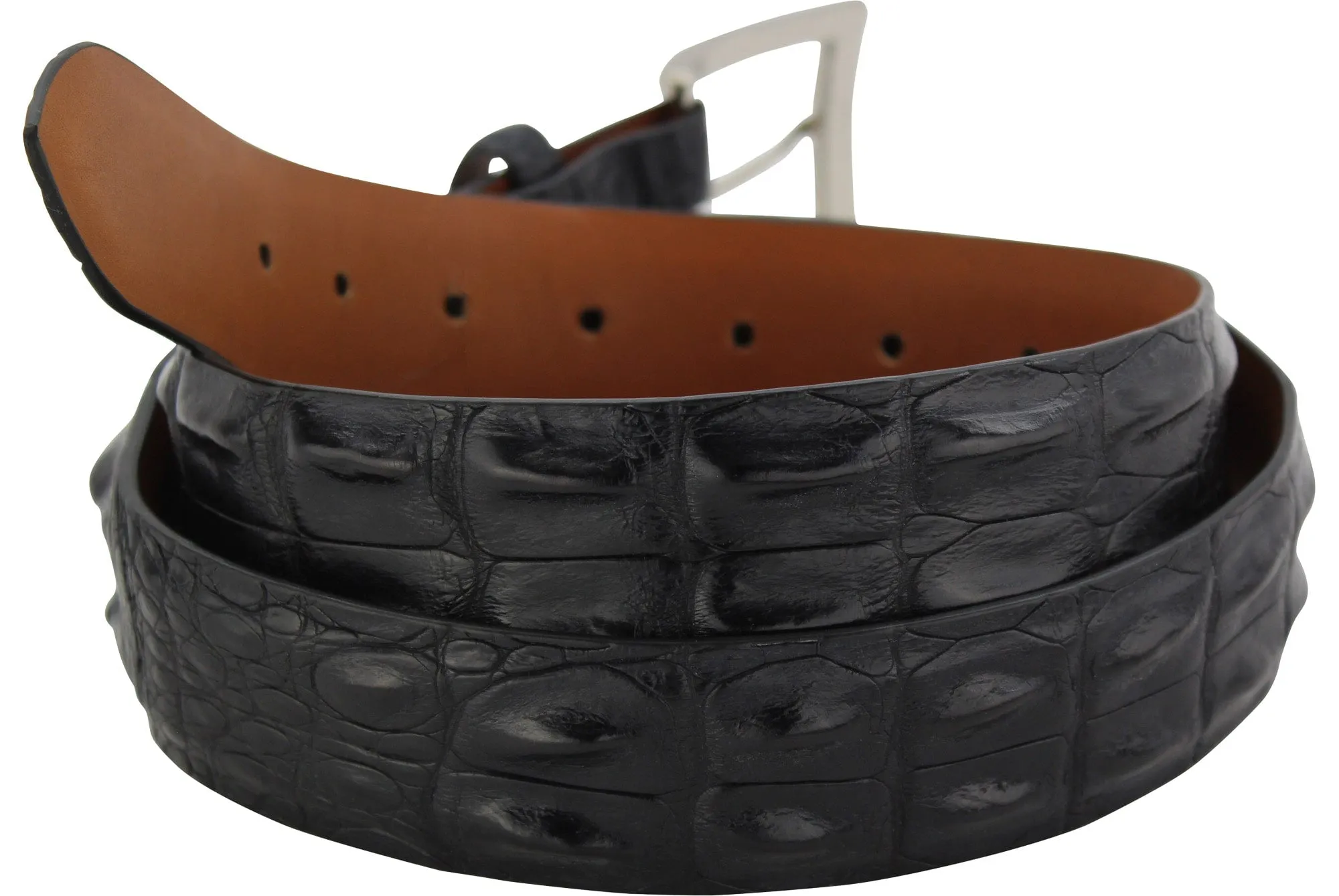 Black Australian Saltwater Hornback Crocodile Designer Full Grain Leather Belt **Made To Order Allow 5 To 6 Weeks To Ship