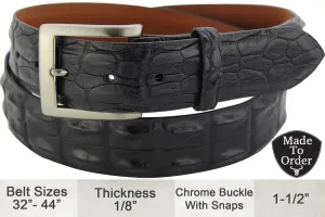 Black Australian Saltwater Hornback Crocodile Designer Full Grain Leather Belt **Made To Order Allow 5 To 6 Weeks To Ship