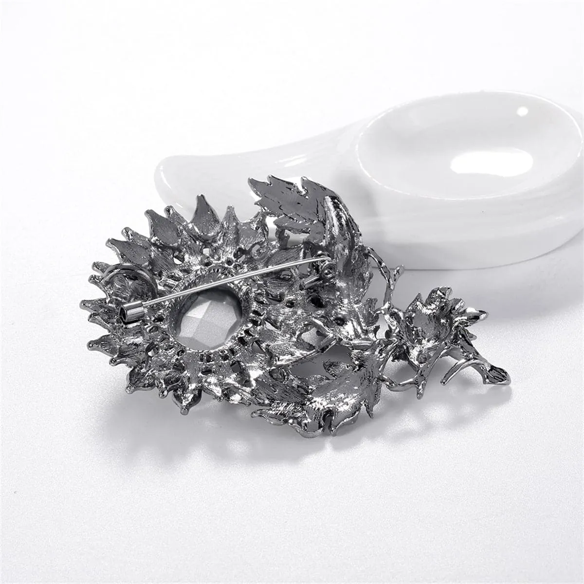 Black Crystal & Cubic Zirconia Sunflower Brooch