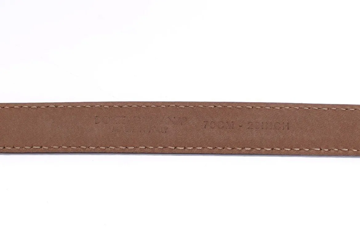 Black Leather Gold Buckle Logo Waist Belt