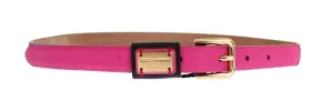 Black Leather Gold Buckle Logo Waist Belt