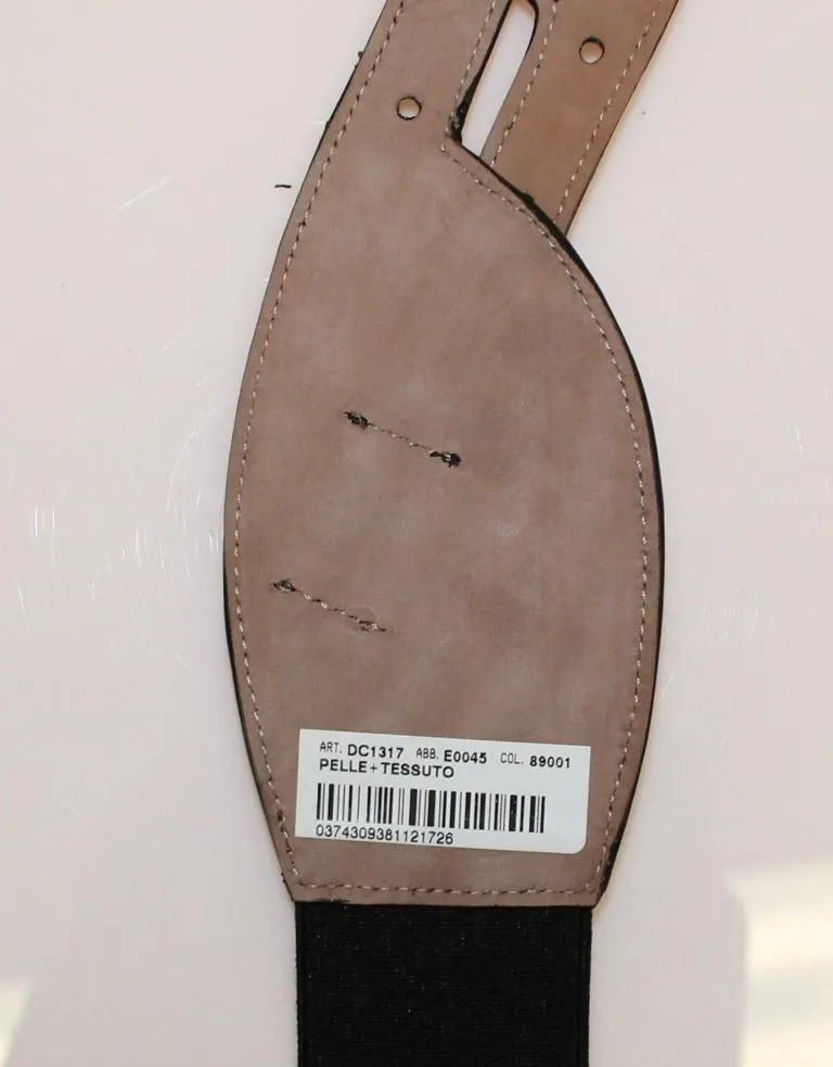 Black Leather Leopard Print Waist Belt